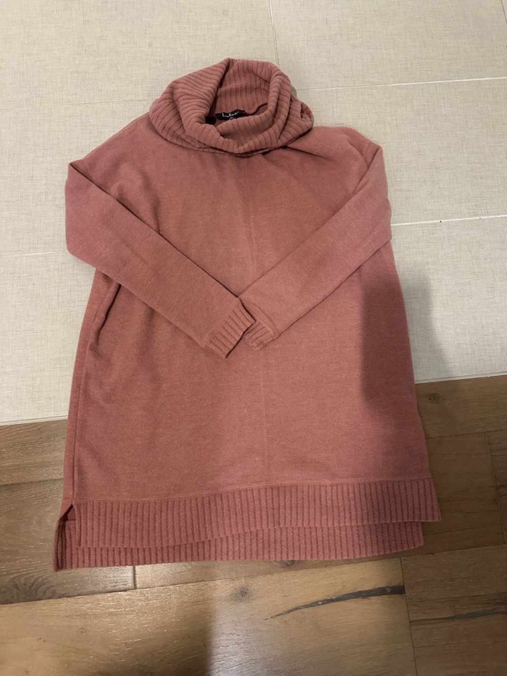 Lulu's Dusty Rose Longline Cowl Neck Sweater Dress